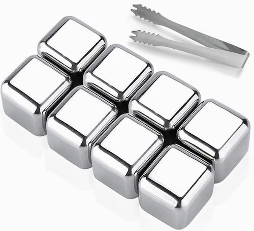 Kit Cubos De Hielo Acero Inoxidable 8 Pzs Incluye Pinzas