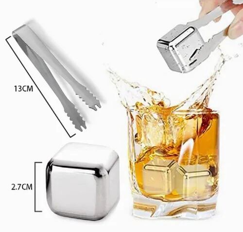 Kit Cubos De Hielo Acero Inoxidable 8 Pzs Incluye Pinzas