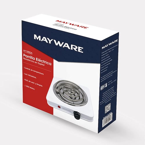 Parrilla Eléctrica MAYWARE HY1000A Blanca 1000W control temperatura