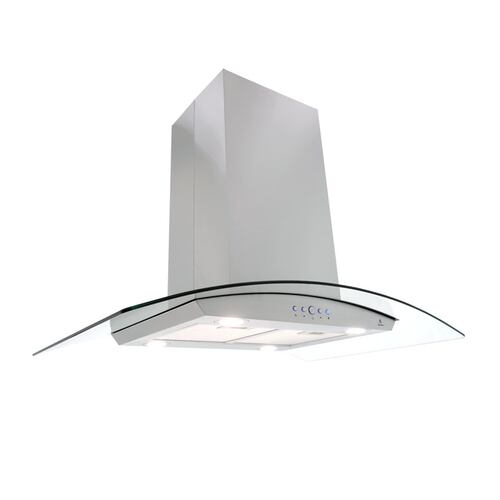 Campana extractora para cocina de isla SUPRA CI-76 en acero inoxidable y cristal curvo de 76 cm