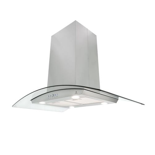 Campana extractora para cocina de isla SUPRA CI-76 en acero inoxidable y cristal curvo de 76 cm
