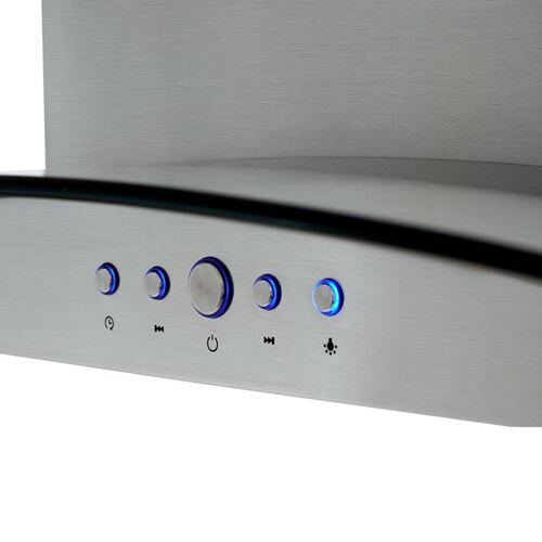 Campana extractora para cocina de isla SUPRA CI-76 en acero inoxidable y cristal curvo de 76 cm