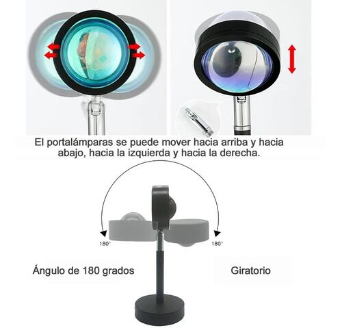 Lámpara De Proyección Sunset Usb, Luz Con De Puesta De Sol