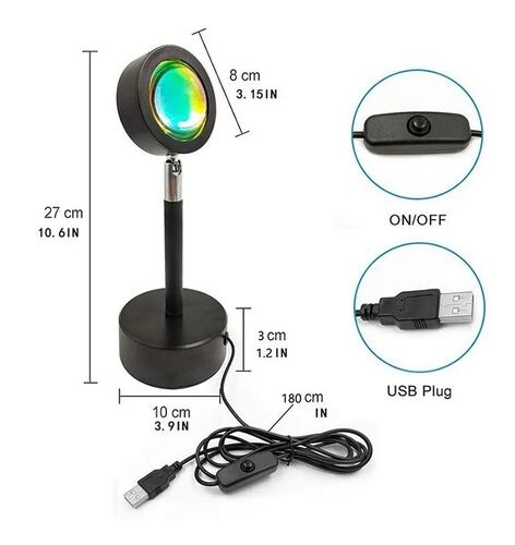 Lámpara De Proyección Sunset Usb, Luz Con De Puesta De Sol
