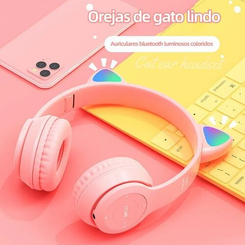 Audifonos Diadema Rosa Audífonos Gamer Con Luz Rgb