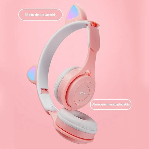 Audifonos Diadema Rosa Audífonos Gamer Con Luz Rgb