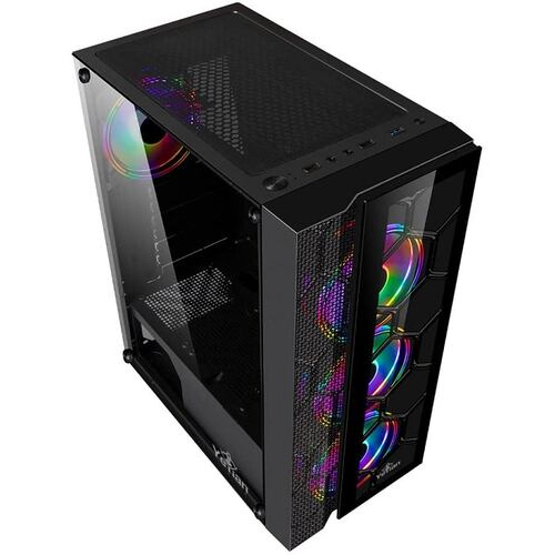 Gabinete YeYian RAPTURE 2500 LED RGB 3 Ventiladores Vidrio Templado YCH-7S3V-01BK.