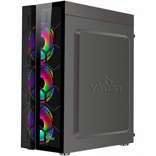Gabinete YeYian RAPTURE 2500 LED RGB 3 Ventiladores Vidrio Templado YCH-7S3V-01BK.