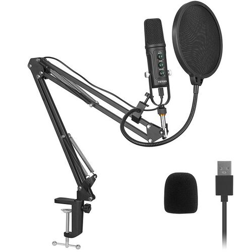Kit Microfono Condensador YeYian Agile NL USB Para Streaming Negro YSA-UCHQ-01.