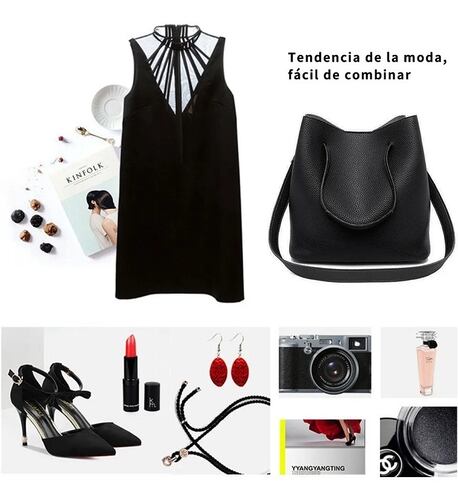 Bolso Casual Para Mujer 4 Piezas Negro