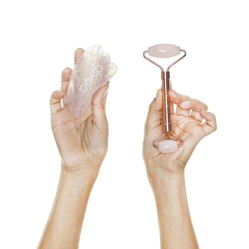 Rodillo Y Maseajador Facial / Gua Sha 100% Cuarzo Color Rosa