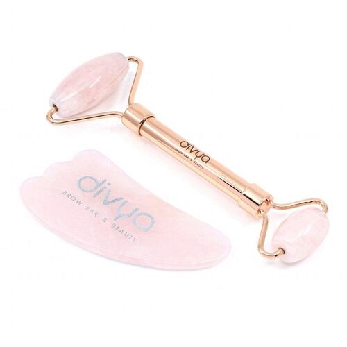 Rodillo Y Maseajador Facial / Gua Sha 100% Cuarzo Color Rosa