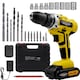 Taladro Desatornillador 3/8 Inalambrico 1360 RPM 2 Velocidades 260 W Kit 26 piezas + Extensor