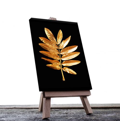 Cuadro Decorativo Moderno de hojas en dorado #75 de 80 X 120 cm.