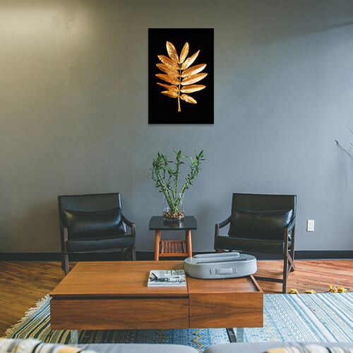 Cuadro Decorativo Moderno de hojas en dorado #75 de 80 X 120 cm.