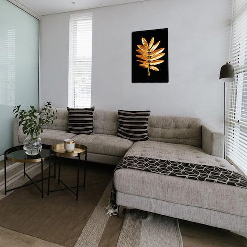 Cuadro Decorativo Moderno de hojas en dorado #75 de 80 X 120 cm.