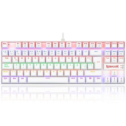 Teclado Redragon Kumara Rainbow White K552W-KR Mecanico Switch Red Gaming Español