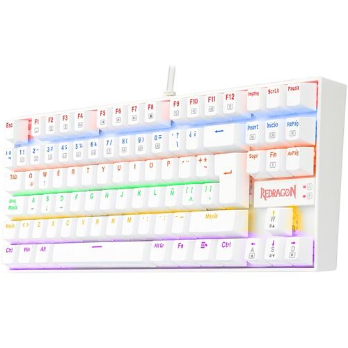 Teclado Redragon Kumara Rainbow White K552W-KR Mecanico Switch Red Gaming Español
