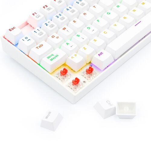 Teclado Redragon Kumara Rainbow White K552W-KR Mecanico Switch Red Gaming Español
