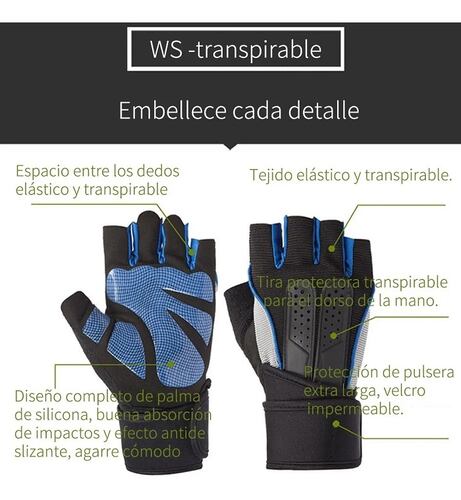 Guantes Gym Tacticos Unisex Negro con Azul Talla XL