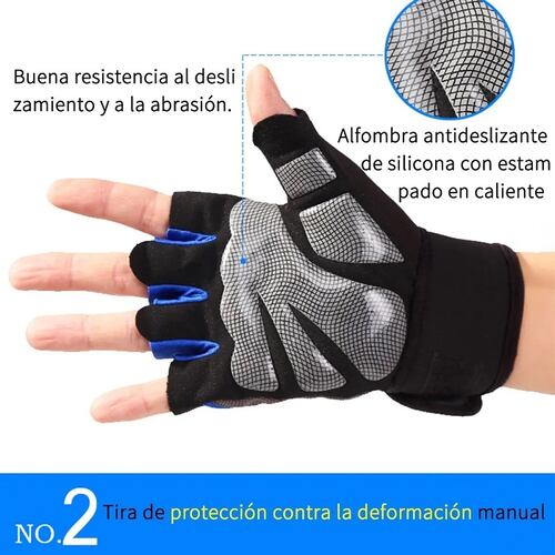 Guantes Gym Tacticos Unisex Negro con Azul Talla XL