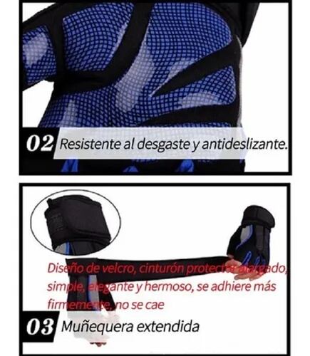 Guantes Gym Tacticos Unisex Negro con Azul Talla XL