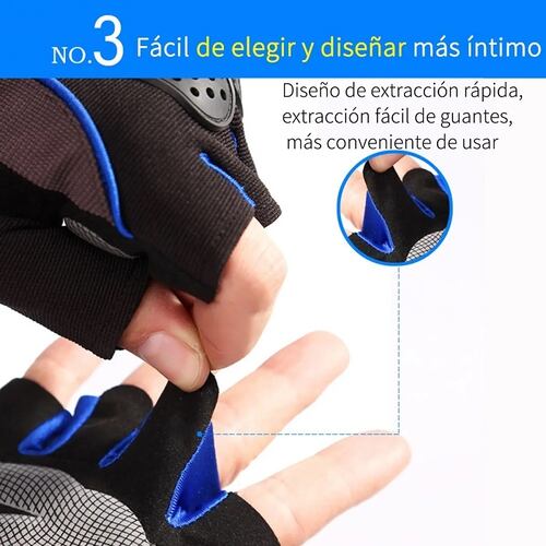 Guantes Gym Tacticos Unisex Negro con Azul Talla XL