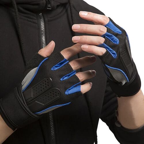 Guantes Gym Tacticos Unisex Negro con Azul Talla XL