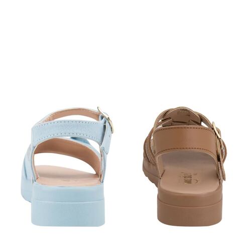 Kit de 2 pares de sandalias casuales para niña, marca Vivis Shoes Kids, colores azul celeste y café, mod. 1034499