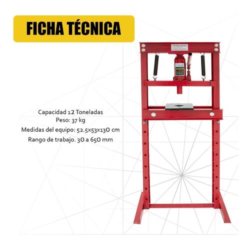 Prensa Hidraulica 12 Toneladas Gato Hidraulico Industrial Acero Gutstark