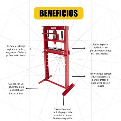 Prensa Hidraulica 12 Toneladas Gato Hidraulico Industrial Acero Gutstark