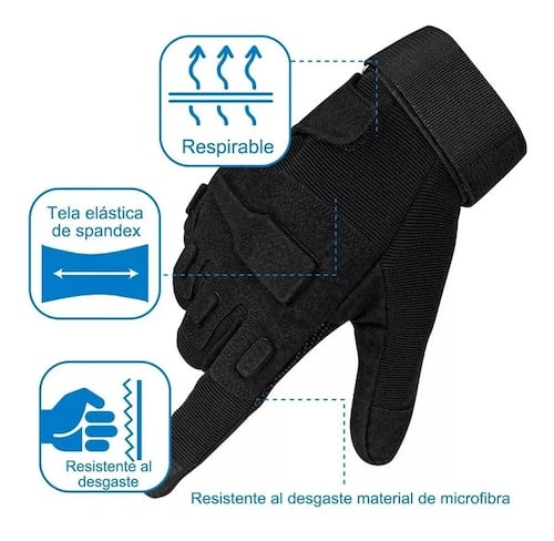 Guantes Tacticos  Para Moto y Deportes Negro Talla  M