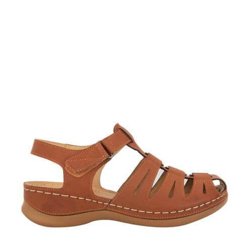 Sandalia confort Shosh para mujer, tipo pescador, color camel, mod. 985620