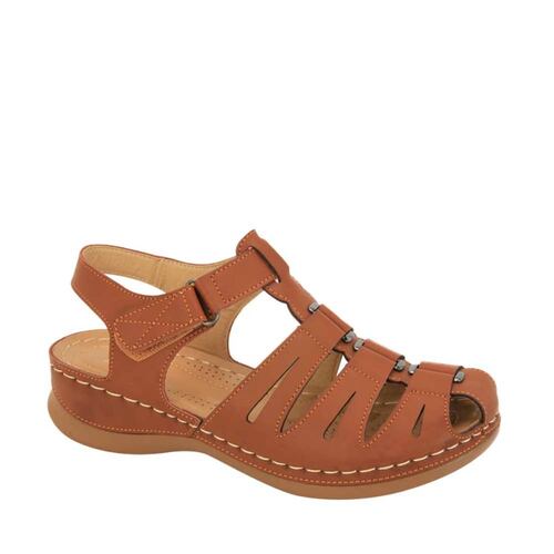 Sandalia confort Shosh para mujer, tipo pescador, color camel, mod. 985620