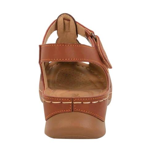Sandalia confort Shosh para mujer, tipo pescador, color camel, mod. 985620