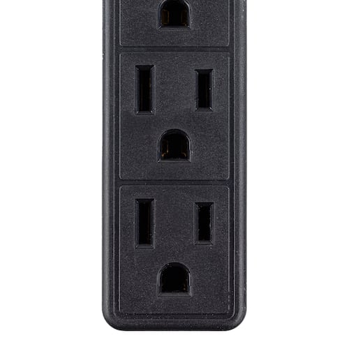 CNX Barra Multicontacto con 6 Tomas Polarizadas de 20 cm. Clavija de 1.31 mm, 127 V, 60 Hz, 13 Amps, 1625 W (Negro).