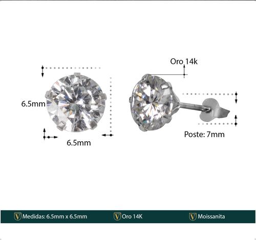  Aretes | Broqueles Oro Sólido 14k Diamante Moissanita 2.0ct.
