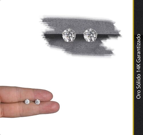  Aretes | Broqueles Oro Sólido 14k Diamante Moissanita 2.0ct.