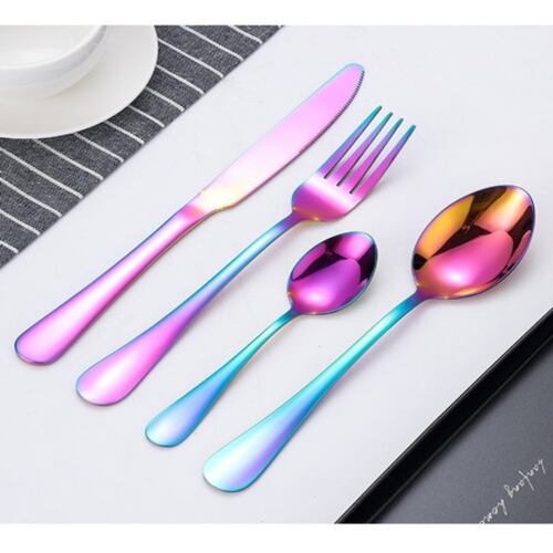 Set de cubiertos de colores tornasol 20 piezas .