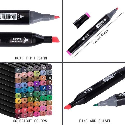 Marcadores Doble Punta Plumones Punta Pincel 80 Colores
