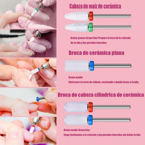 30 Piezas Juego De Brocas De Uñas De Cerámica Profesional