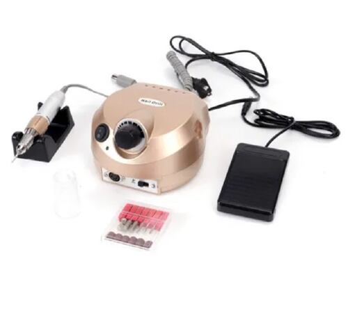 Pulidor Esmeril De Uñas Profesional De 35000 Rpm 6 Cabezales Oro