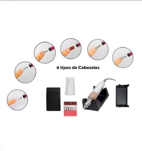 Pulidor Esmeril De Uñas Profesional De 35000 Rpm 6 Cabezales Oro