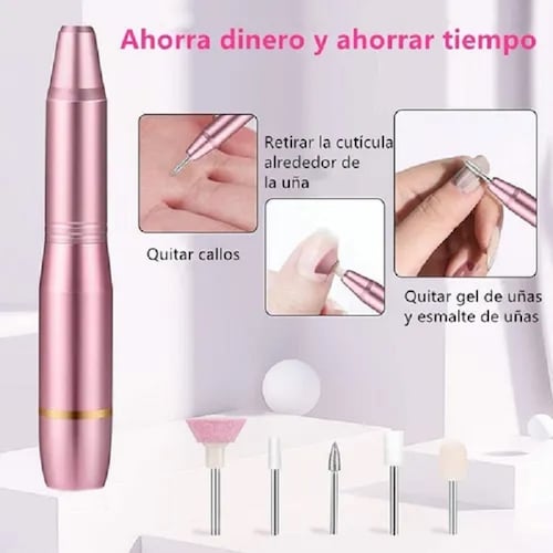 Taladro De Uñas 11 En 1 Torno Uñas Portátil Lima Eléctrica Rosa