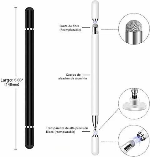 2 Piezas de Lápiz Para Pantalla Táctil Negro y Blanco 