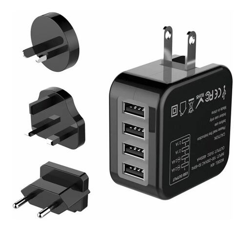 Cargador Universal De Viaje Adaptador Internacional Con 4usb