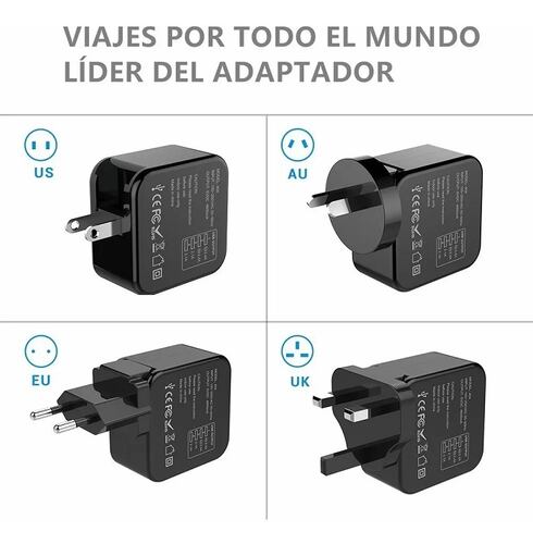 Cargador Universal De Viaje Adaptador Internacional Con 4usb