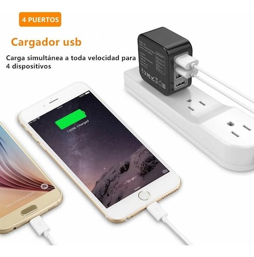 Cargador Universal De Viaje Adaptador Internacional Con 4usb