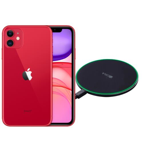 iPhone 11 64GB Rojo Reacondicionado Grado A + Cargador Genérico.