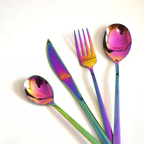 Set de cubiertos de colores tornasol 20 piezas .